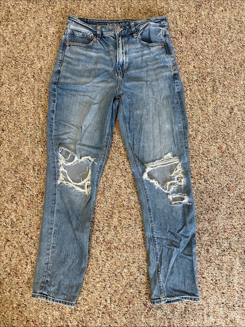 American Eagle Women’s Strigid Distressed High-Rise Mom Jeans